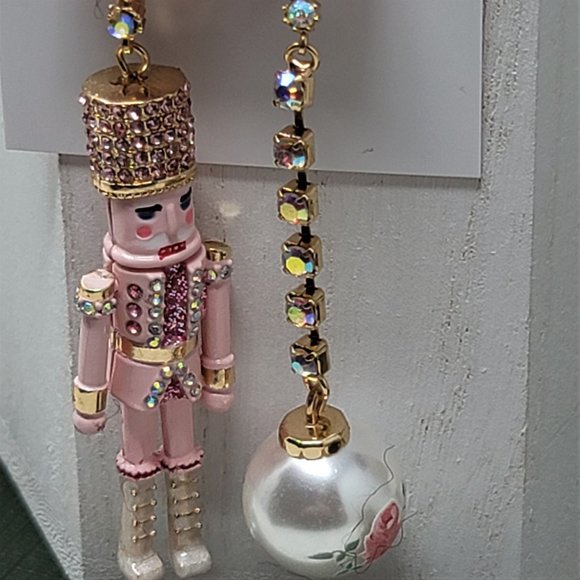 Betsey Johnson Pink Nutcracker Pierced Earrings Holiday - Picture 5 of 12
